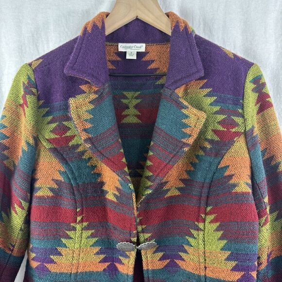 Coldwater Creek Colorful Southwestern Boho Metal Classp Artsy Blazer Womens S - Picture 4 of 16